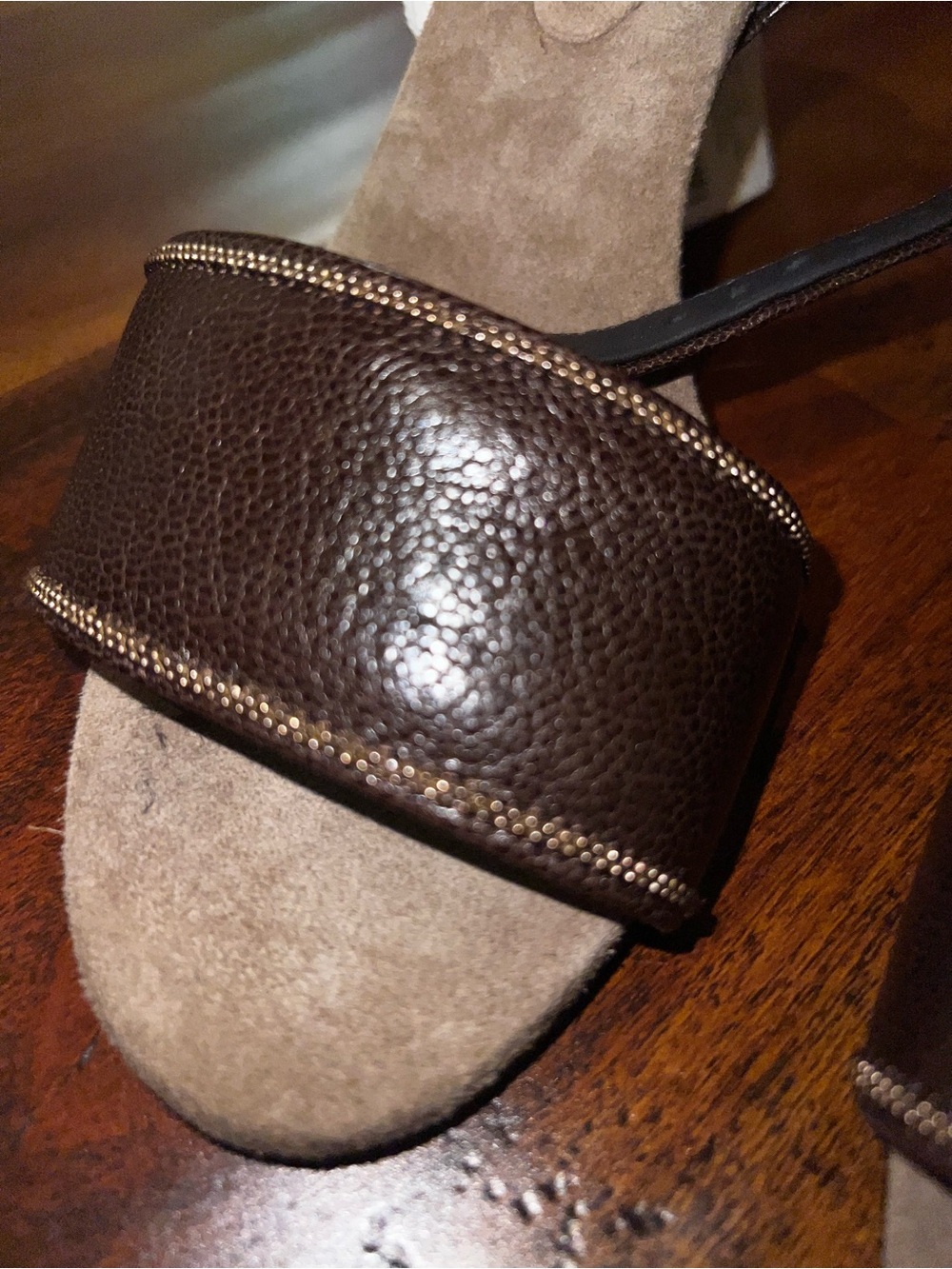 NWT Brunello Cucinelli Dark Brown Goat Leather Monili Sandal SIZE IT 35 (US 5) - Picture 7 of 14
